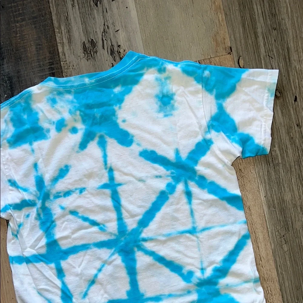 Blue & White Handmade Tie-Dye Gildan Kids T-Shirt Size: Youth Small (S)